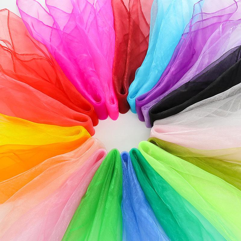 6Colors/Set Nylon Scarf Square Shawl Stage Roll Edge Pure Color Dance Scarf Shawl DIY Performance Gauze Prop School Supplies ZYF