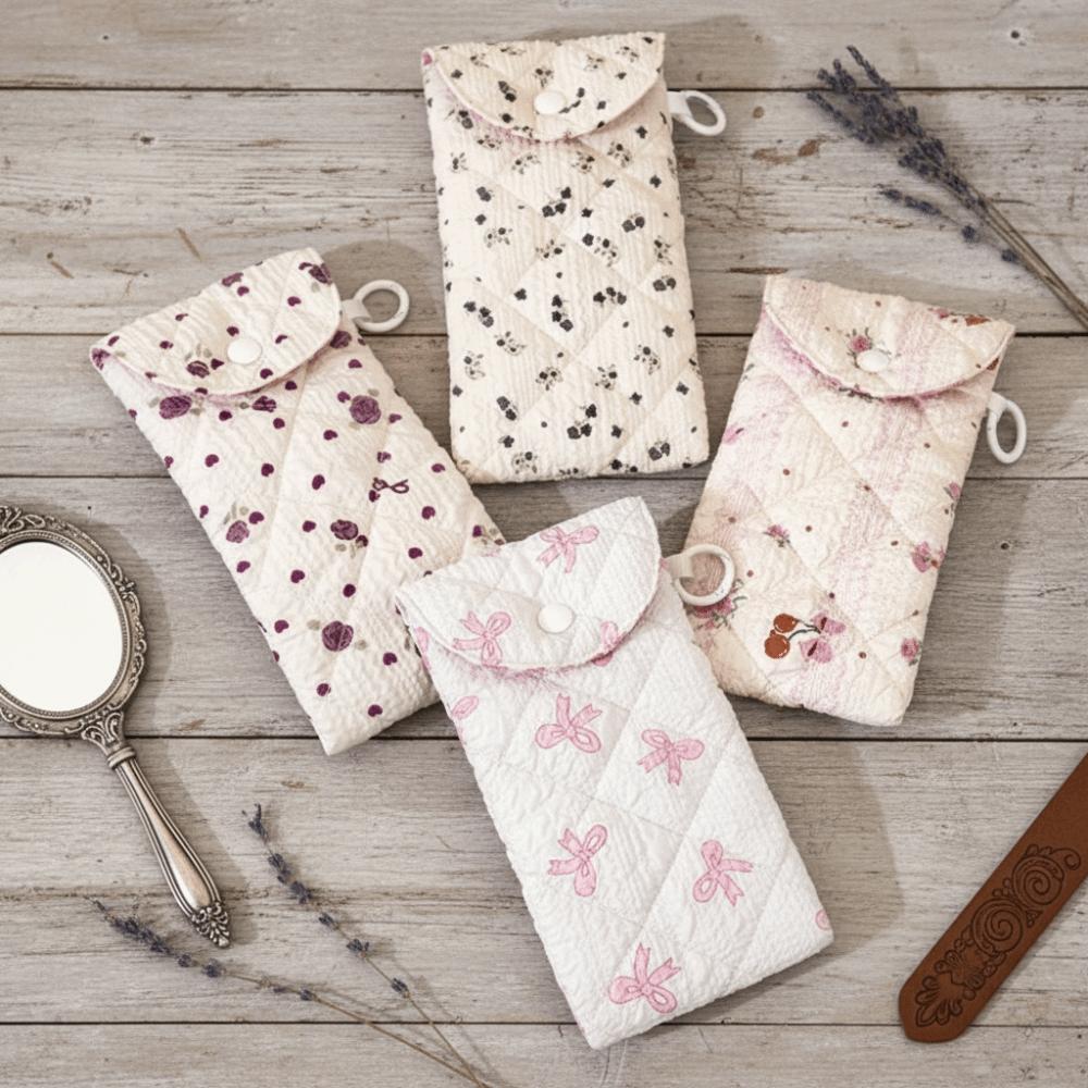 Portable Cloth Printed Glasses Bag Flower Sunglasses Eyeglass Bag Retro Glasses Storage Bag  Female