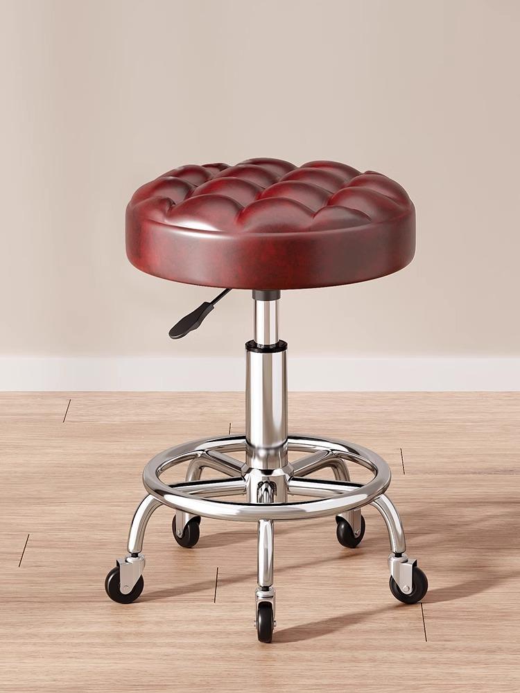 Modern Minimalist Beauty Stool, Adjustable Mobile Hairdressing Chair, Comfortable Cushioned Backrest Seat, Salon Barber Stool