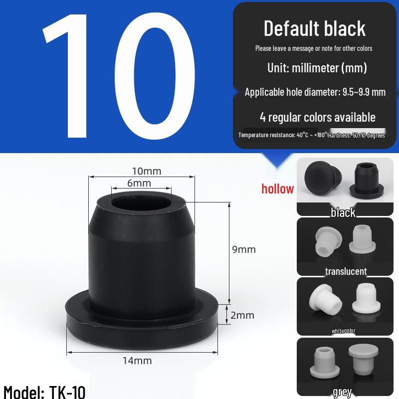 Black High-Temperature Resistant T-Shaped Silicone Stopper - Round Hole Rubber Gasket & Shock-Absorbing Blind Plug