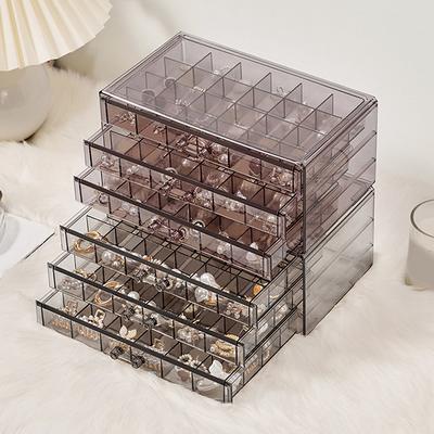 1 Packung, 3-lagig, 72 Fächer, große Kapazität, Aufbewahrungsbox für Ringe, Ohrringe, Halsketten, Schmuck, Schreibtisch-Schubladen-Organizer, staubdichte Aufbewahrungsbox