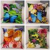 Colorful Butterflies And Blooming Flowers Pillow Pattern Cushion Cover Suitable For Sofa Bedroom Car Pillow Cover