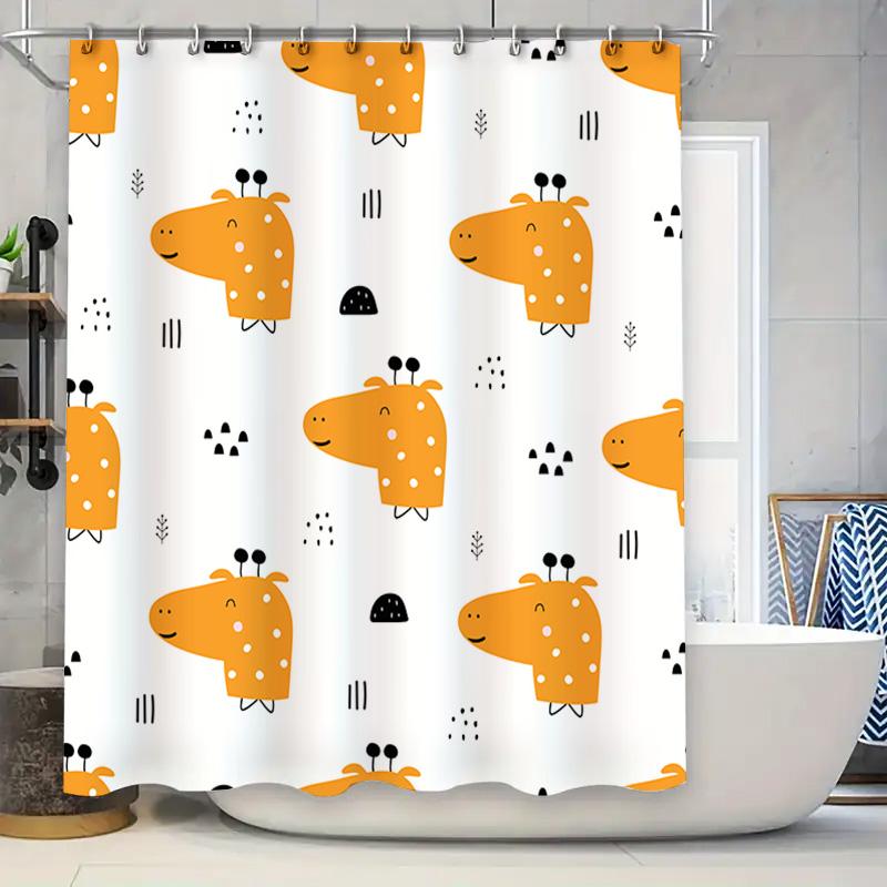 

Adorable Animal Print Shower Curtain Cute Giraffe Design For Bathroom Decor! W60H190(CM)-1 Pcs