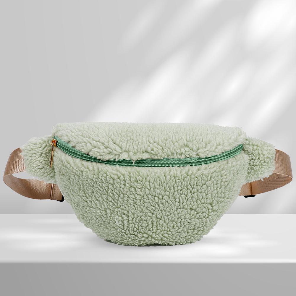 

Пушистая поясная сумка унисекс с застежкой-молнией, нечеткая сумка через плечо, модная многофункциональная складная легкая осенне-зимняя повседневная сумка зелёный