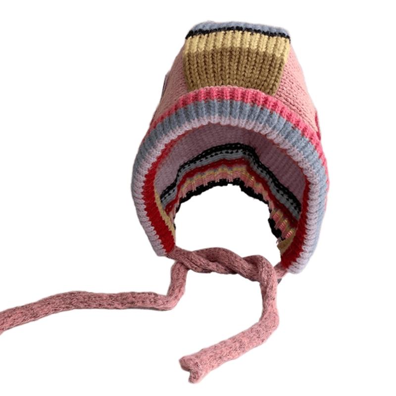 

Женская вязаная шапка Теплая зимняя шапка-ушанка Мягкая вязаная крючком шапка Утепленная вязаная шапка с ушками для женщин и девочек для активного отдыха розовый/серый