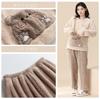 IDOHEMO Long Sleeve Fleece Pajamas with Loungewear for and Size L Women's Blanket, Sleepwear, Spring, Autumn, Winter, Beige,