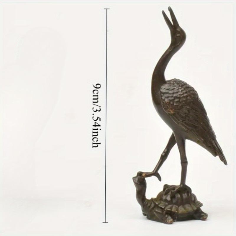 1pc Vintage Brass Animal Crane Small Statue Lucky Home Decorations Desk Ornaments Miniatures Figurines Crafts Incense Holder