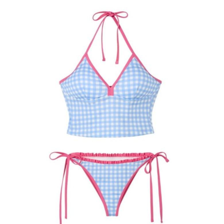 Women's Split Swimsuit Two-piece Set Sexy Low Waist Small Chest Hanging Neck Huludao Ins Fashionable Small Fresh Bikini
