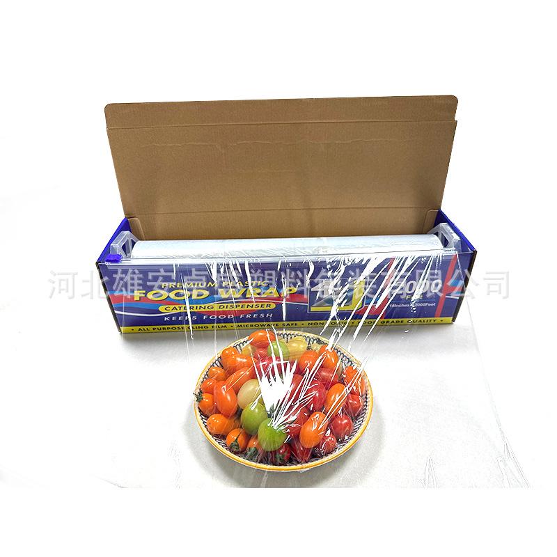 Household PE Fresh-Keeping Film with Sliding Blade Cutter, Food Grade, Large Roll, English Box