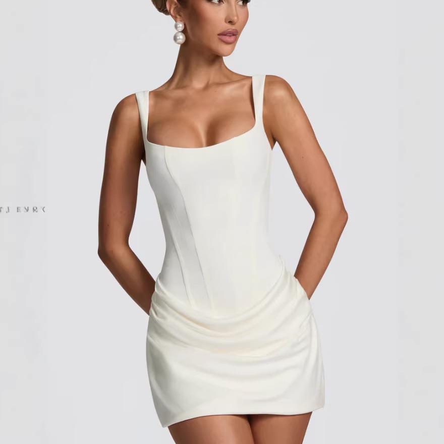 2026 Sommer Europäisches & Amerikanisches Sexy Fischgräten Bodycon Spaghettiträger Mini-Kleid