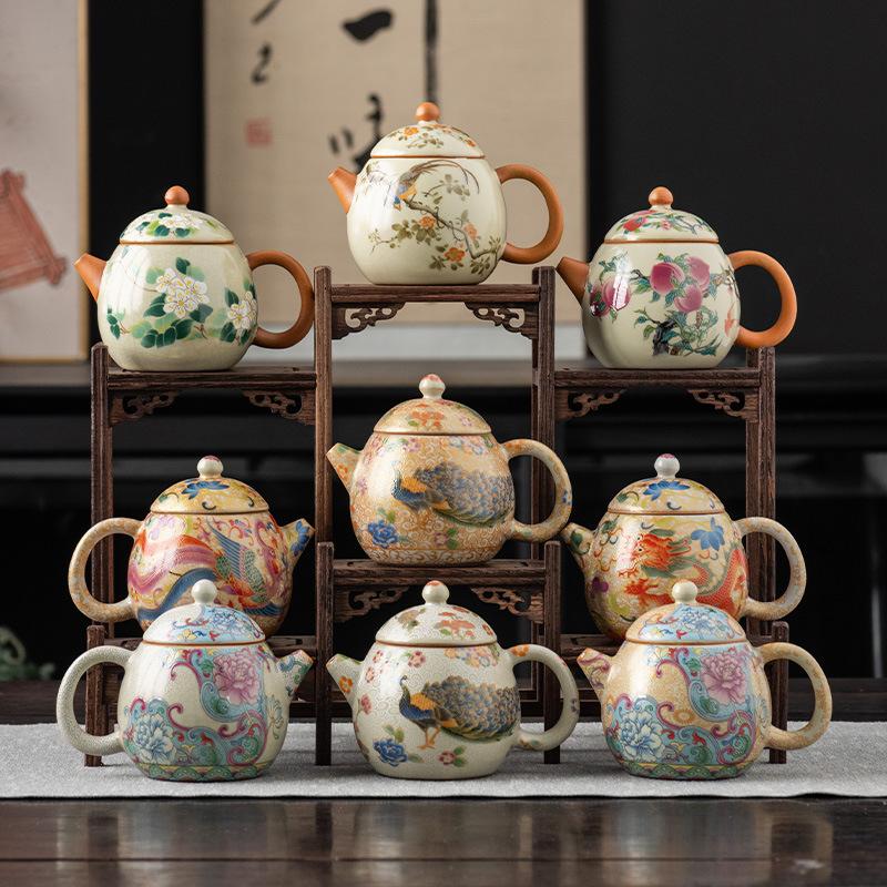 Fioletowy Czajnik z Gliny Słynny Ręcznie Robiony Filtr z Otworami Kulkowymi Czajnik do Herbaty Xishi Chiński Autentyczny Zestaw do Herbaty Czajnik Dostosowane Prezenty