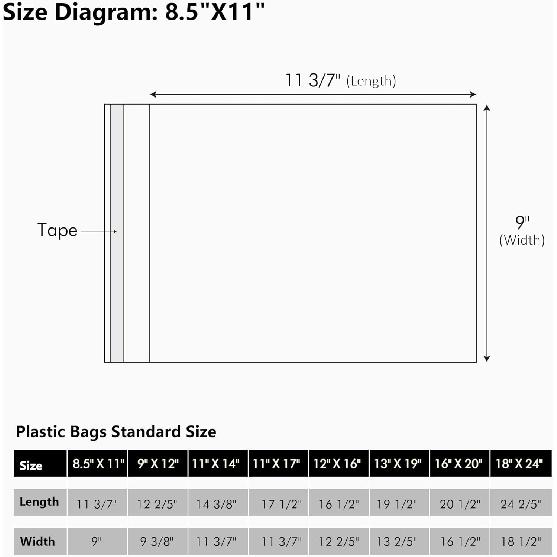 50 Pack Acid-Free Crystal Clear Sleeves Storage Bags for 8.5x11 Art Prints/Pictures/Photos/Framing Mat Mattes (Bag Size: 9"x11 3/7")