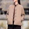 Johnature Women Chinese Style Parkas Solid Color Stand Long Sleeve Winter Coats Button Plus Cotton Warm Parkas