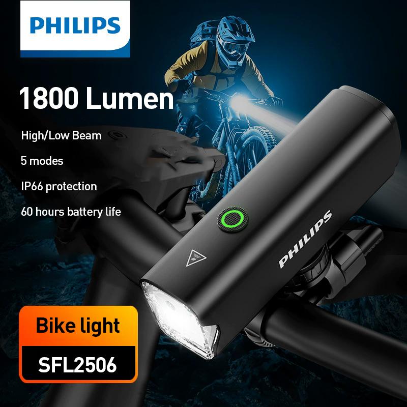 Philips SFL2506 Bike Light Durable Aluminum Alloy Body – Corrosion-resistant and Impact-proof