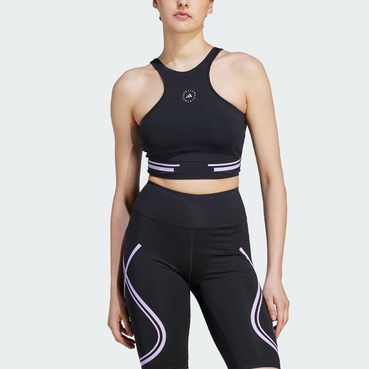 Adidas X Stella McCartney Truepace Running Crop Top Color Block Sports Tank Women Tops Black IP9141