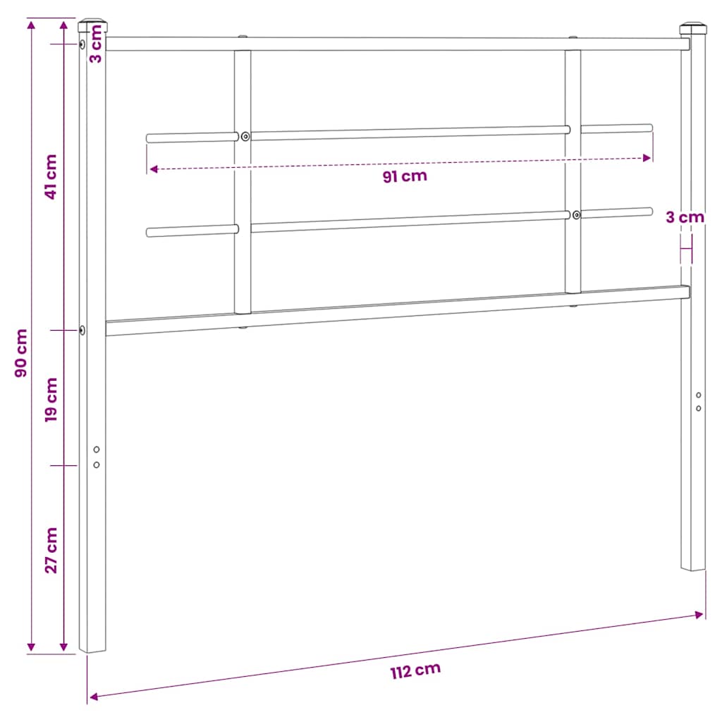 Replacement Headboard Metal White 107 Cm
