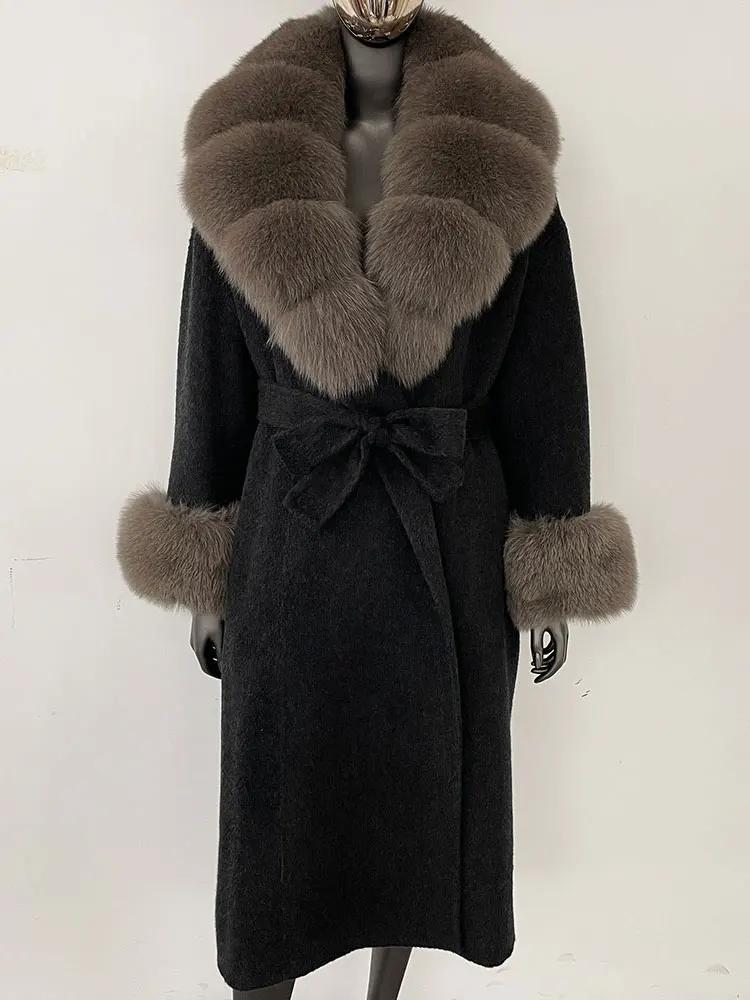 OFTBUY Wool Coat Women 2024 Autumn Winter Real Fox Fur Jacket Female Long Warm Natural Fox Fur Collar Fur Cuffs Coat Woolen Coat
