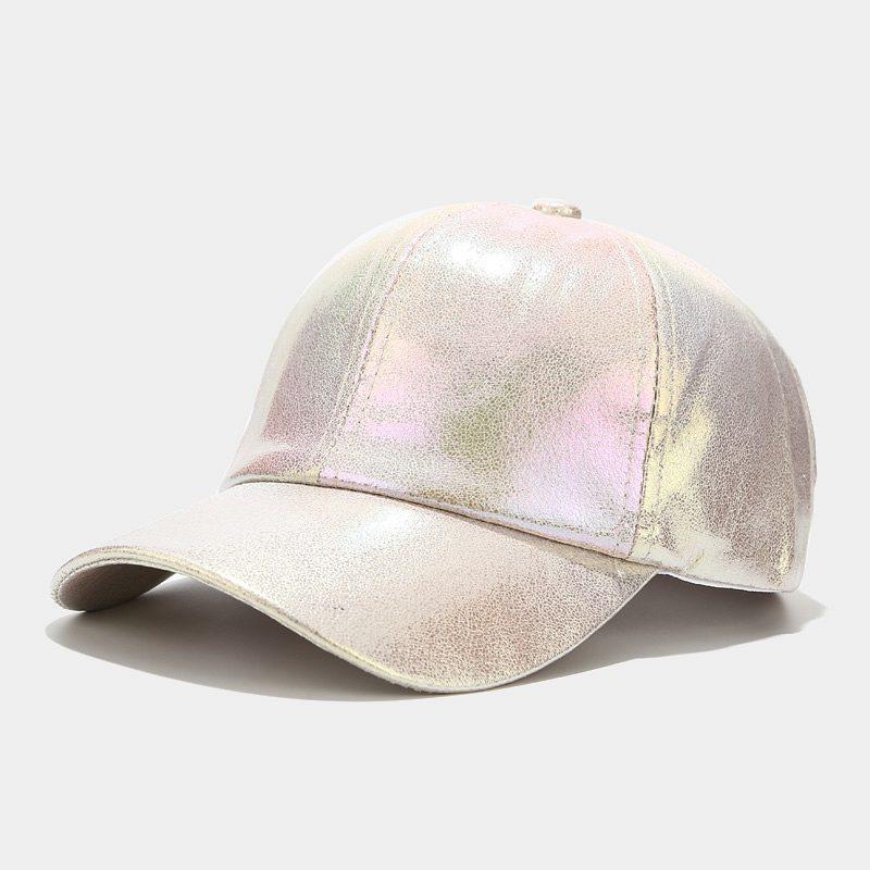 

European and American Ins Pleated PU Baseball Cap Men s and Women s Street Trend Colorful Laser Cap Stage Hip Hop Hip Hop Cap Adjustable