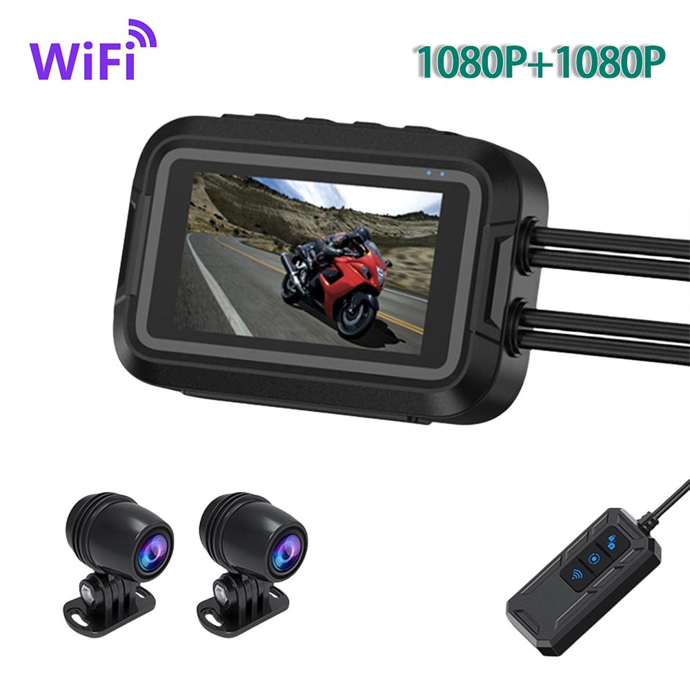 Motorbike Video Camera 150 Degree View Angle Dual 1080P Front Rear View Dash Cam WiFi GPS Motorcycle Camera Moto Recorder Box