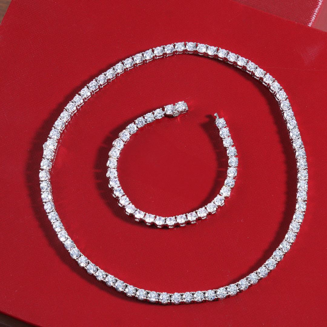 

Горячий бренд Винтажные браслеты для женщин Горячий бренд Набор роскошных ювелирных изделий Дизайнерская модная вечеринка Ожерелье и браслет с бриллиантами Мосан темно-синий