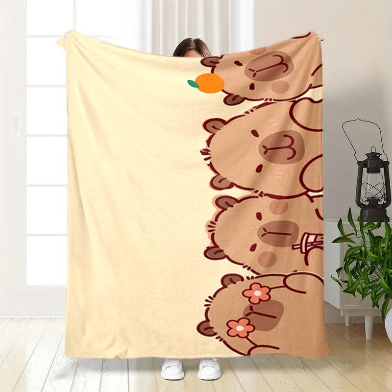 1PC Cute cartoon capybara pattern blanket, all season lightweight home office outdoor nap multifunctional blanket