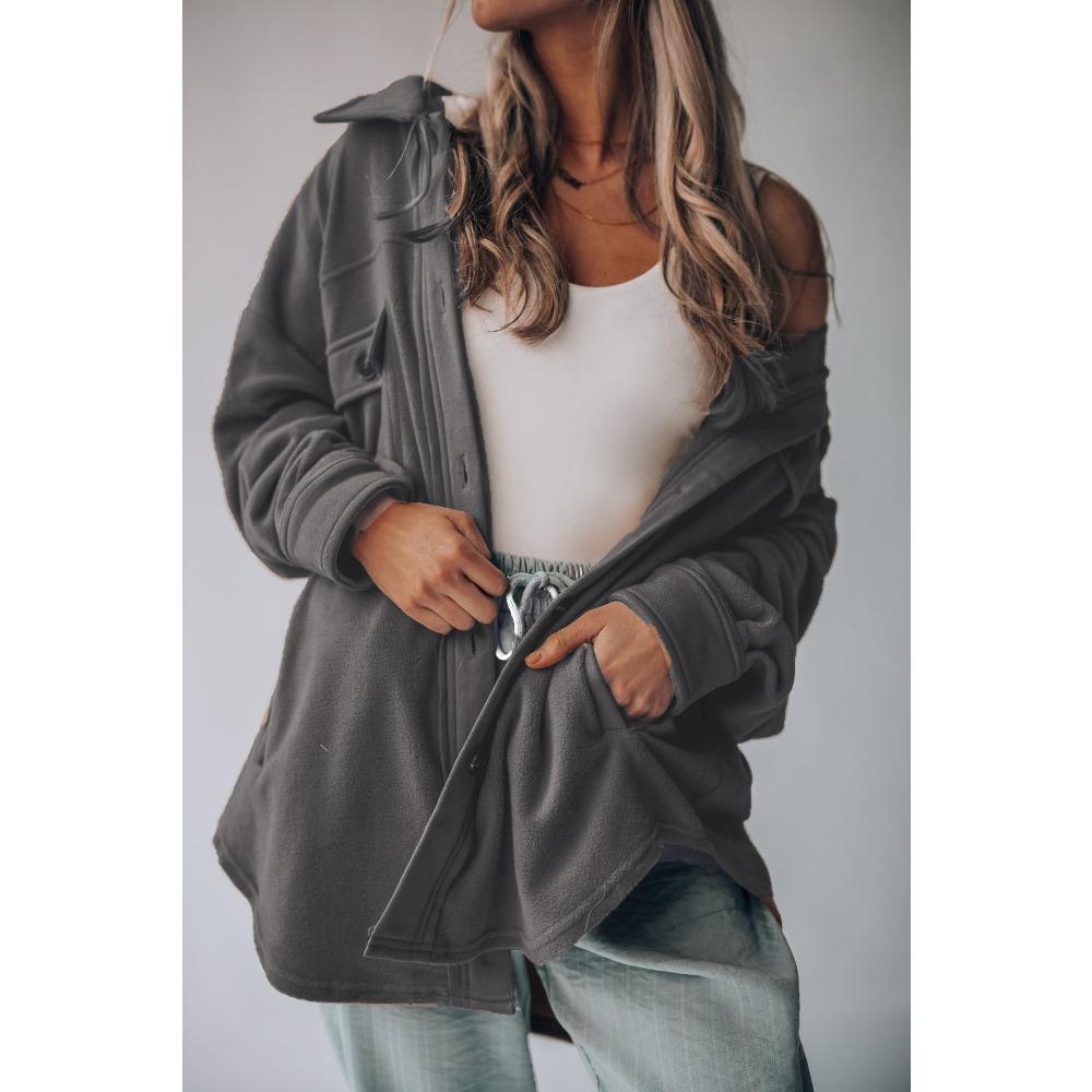 Winter Women's Fashion Long-sleeved Single-breasted Cardigan Fleece Sweater Woolen Jacket