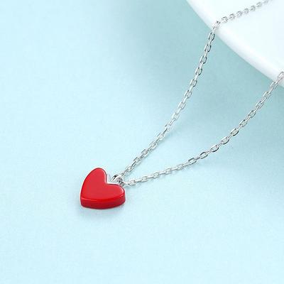 Japan and Korea Love Peach Heart Pendant, Red Heart Necklace, Women's Same Collarbone Chain Fashion Accessories