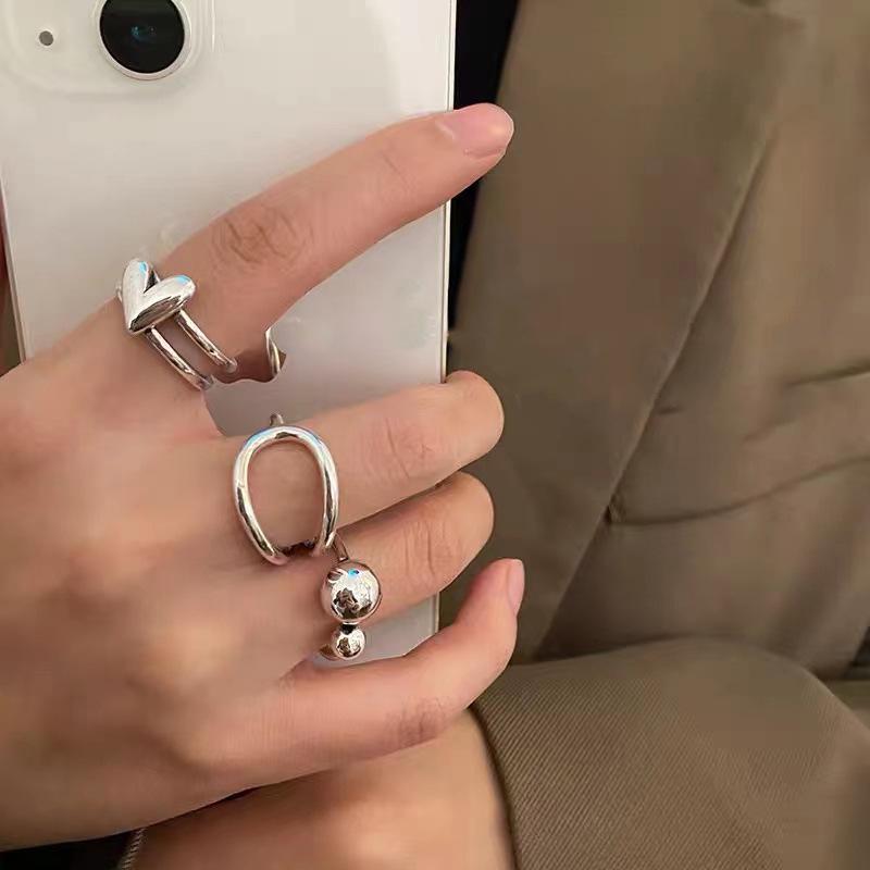 Irregular Heart Geometric Ring – Women's Light Luxury Open Index Finger, Trendy and Versatile Cold Style