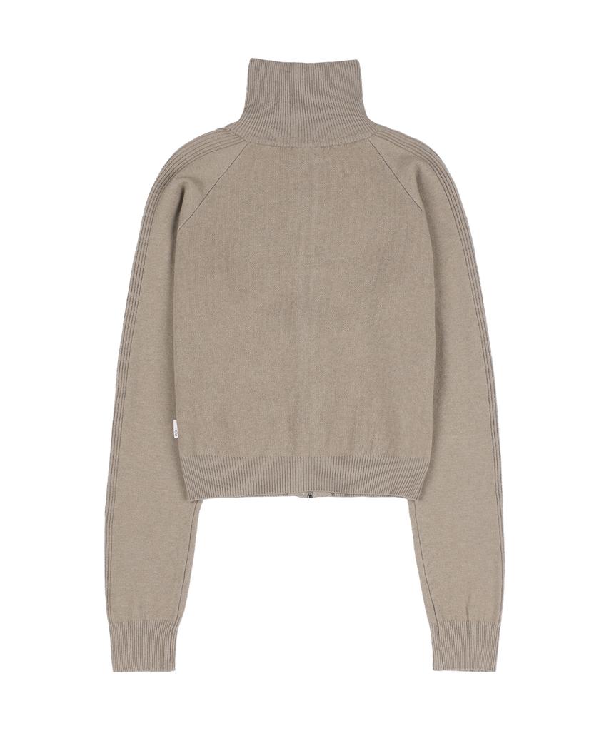 FANCY CLUB Raglan Symbol Knit Zip-Up (Mocha)_F24Za962