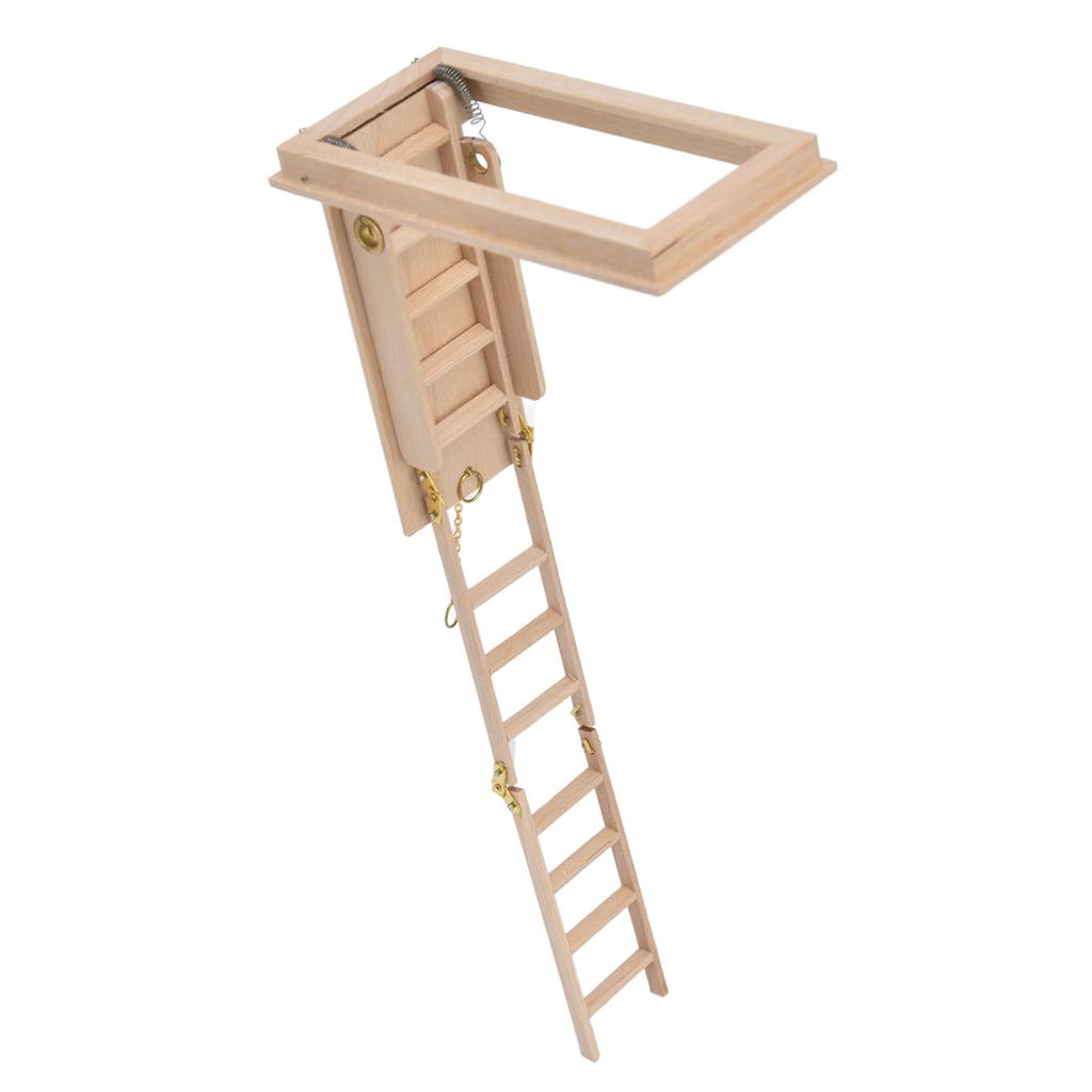 Scări pentru casă de păpuși Manoperă fină Senzație confortabilă Material lemn Instalare simplă Miniatură