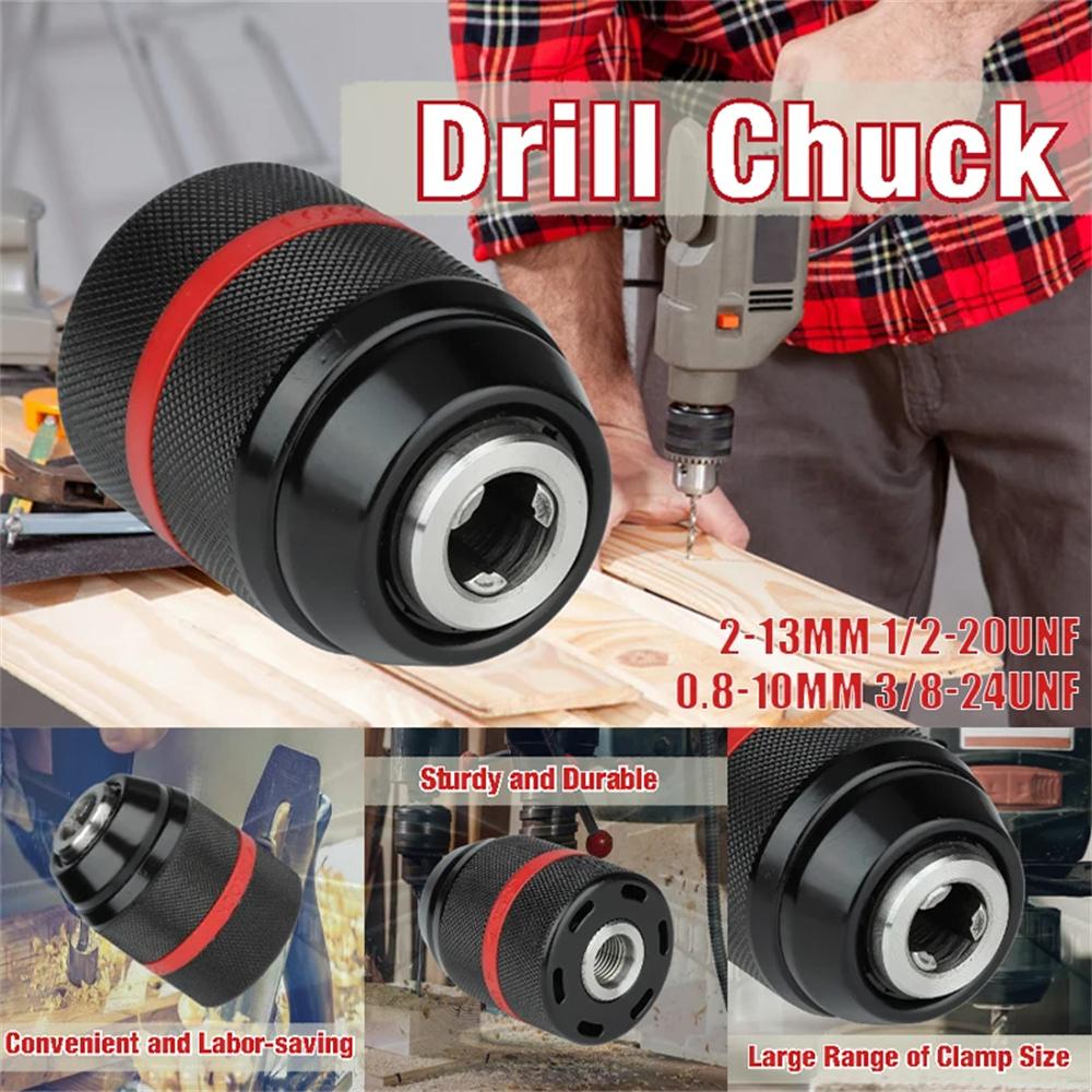 2mm-13mm Metal Keyless Drill Chuck,3Jaw Self-locking Ratchet Chuck,1/2-20UNF Threaded,Chuck for Drill Bit Screwdriver Tap&Socket