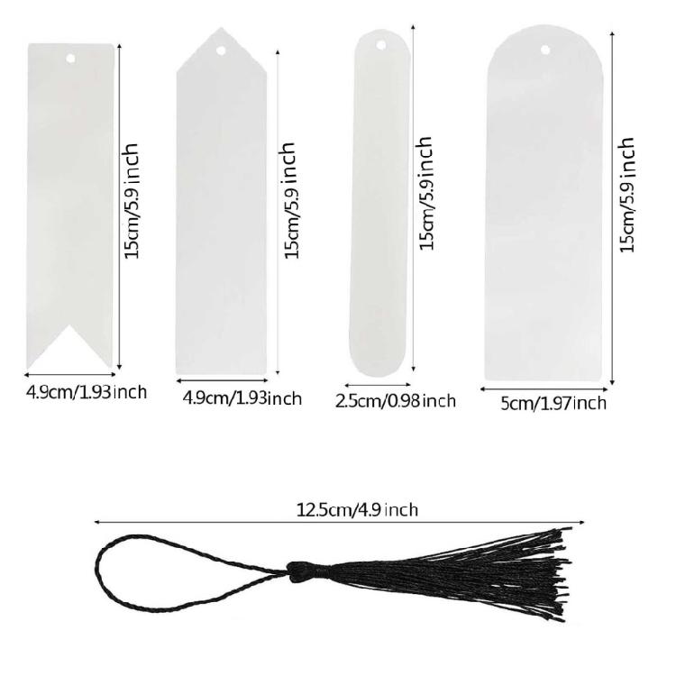 30 Pcs Blank Acrylic Bookmarks with Tassels Clear Acrylic Craft Bookmark