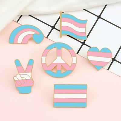 Transgender Pride Enamel Pin LGBT Flag Peace Trans Gay Lesbian Brooch Custom Bag Lapel Pins Cartoon Cute Badge for Lover Jewelry