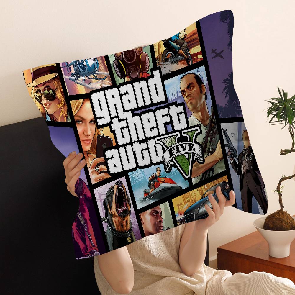 Action Game Grand TTheft Auto Cushion Cover Car Throw Pillow Case For Sofa Car Christmas Gift 40x40cm 45x45cm