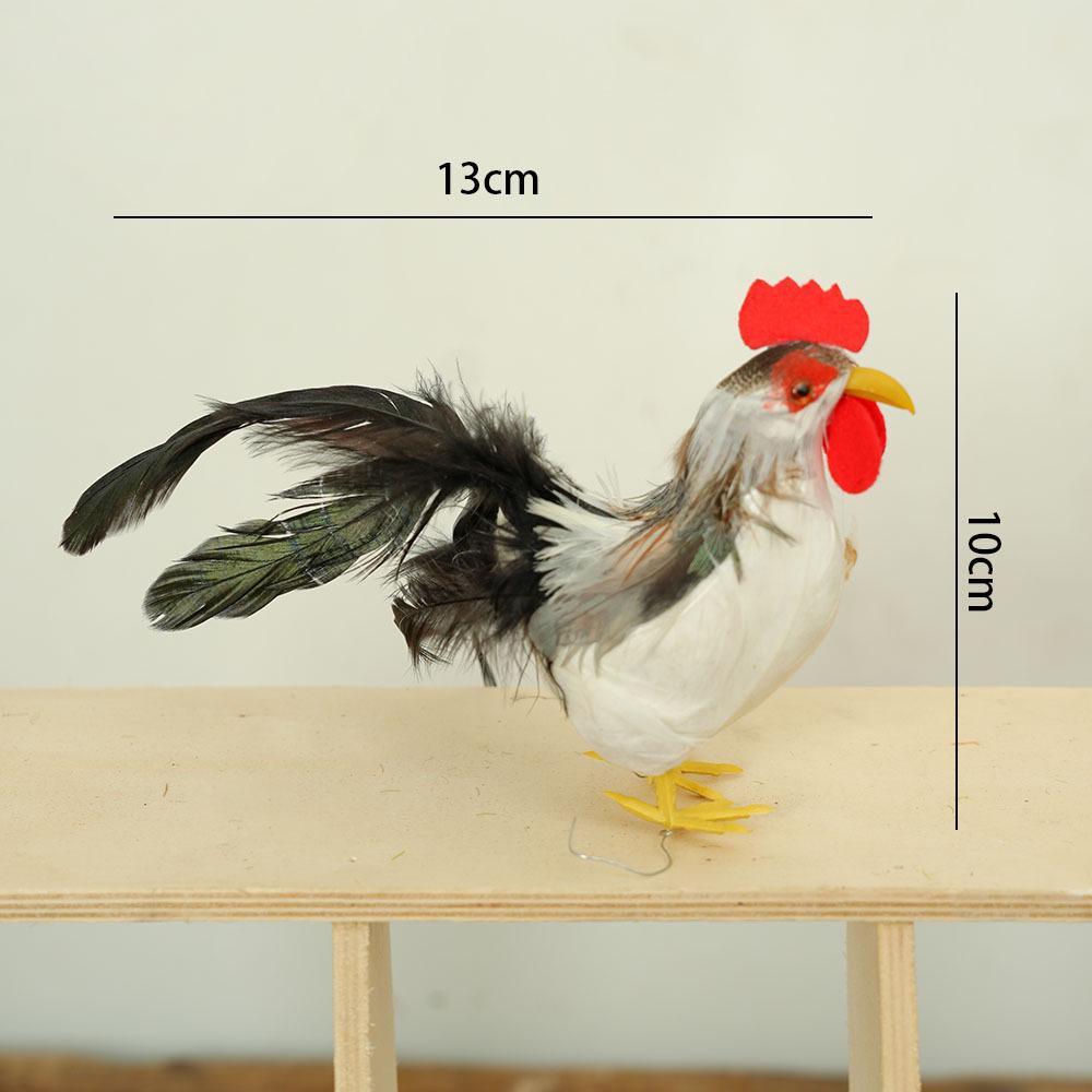 Porcelain Hen and Rooster Feather Ornament for Display and Photography Prop