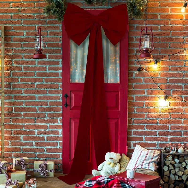 Large Velvet Christmas Bow Decor Indoor Outdoor Hanging Party Wedding Home Festive Decoration