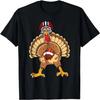 Happy Thanksgiving Turkey Playing Football Dad Men Boys T-Shirt