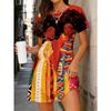Summer Mid Length Dress Women's Creative Colorful Fun 3D Printed Dress Comfortable Soft Breathable Loose Large Casual Round Neck Short Sleeve Dress