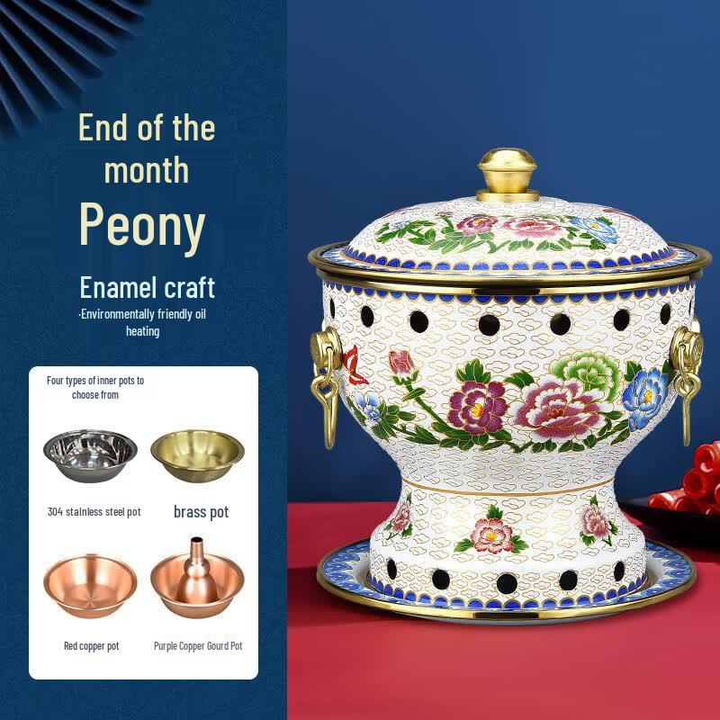 Single-Person Cloisonné Brass Alcohol Hot Pot