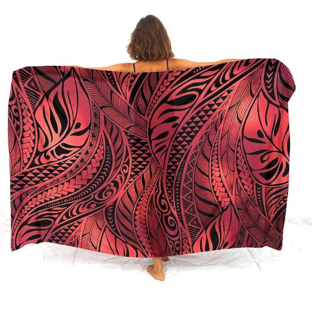 Soft And Comfortable Fabric Summer Beach Holiday Sun Sarong All-In-One Cover Coat Polynesian Print Tailored Women'S Sarong