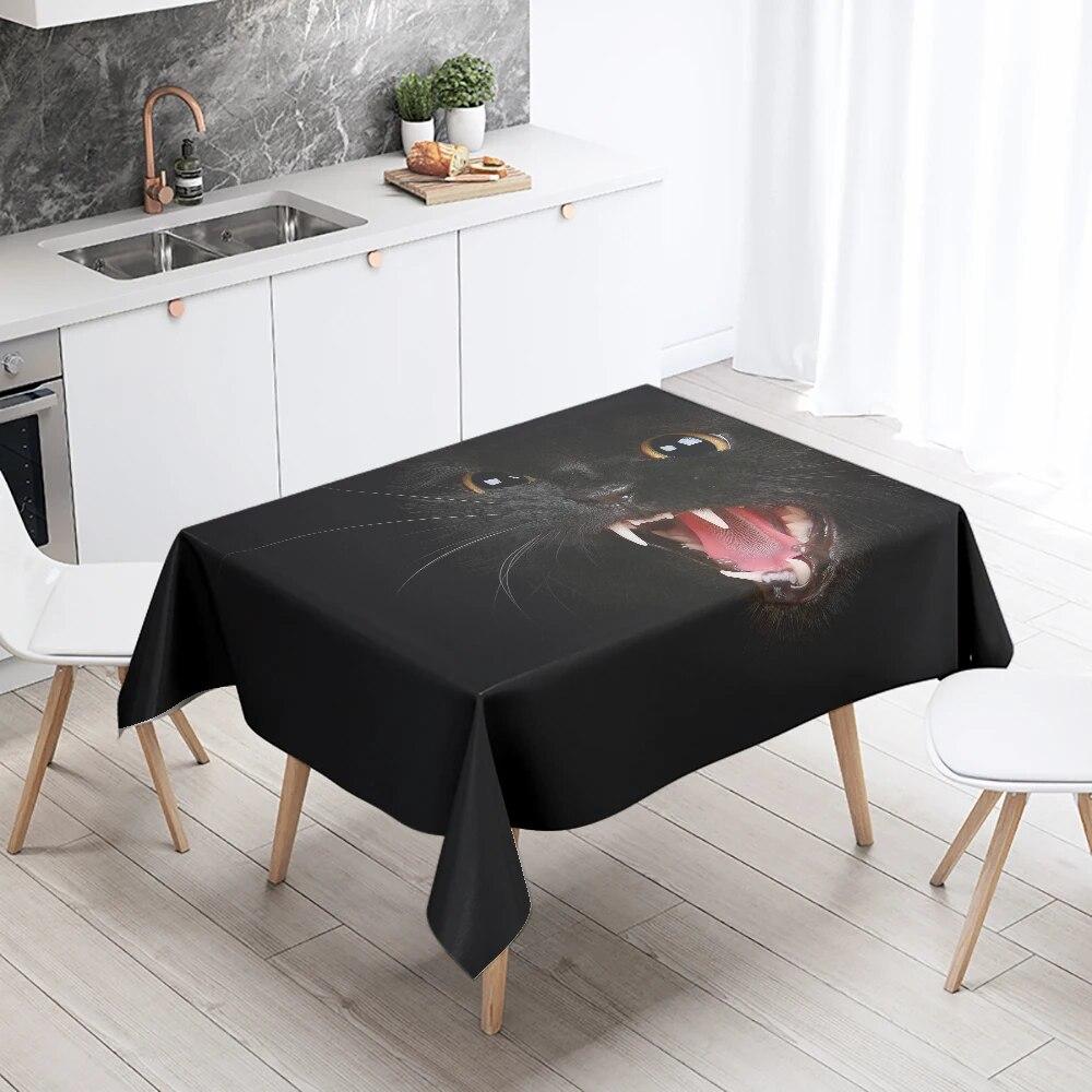 Black Cat Tablecloth Funny   With Glasses Party Restaurant Banquet Decoration Waterproof Home Table