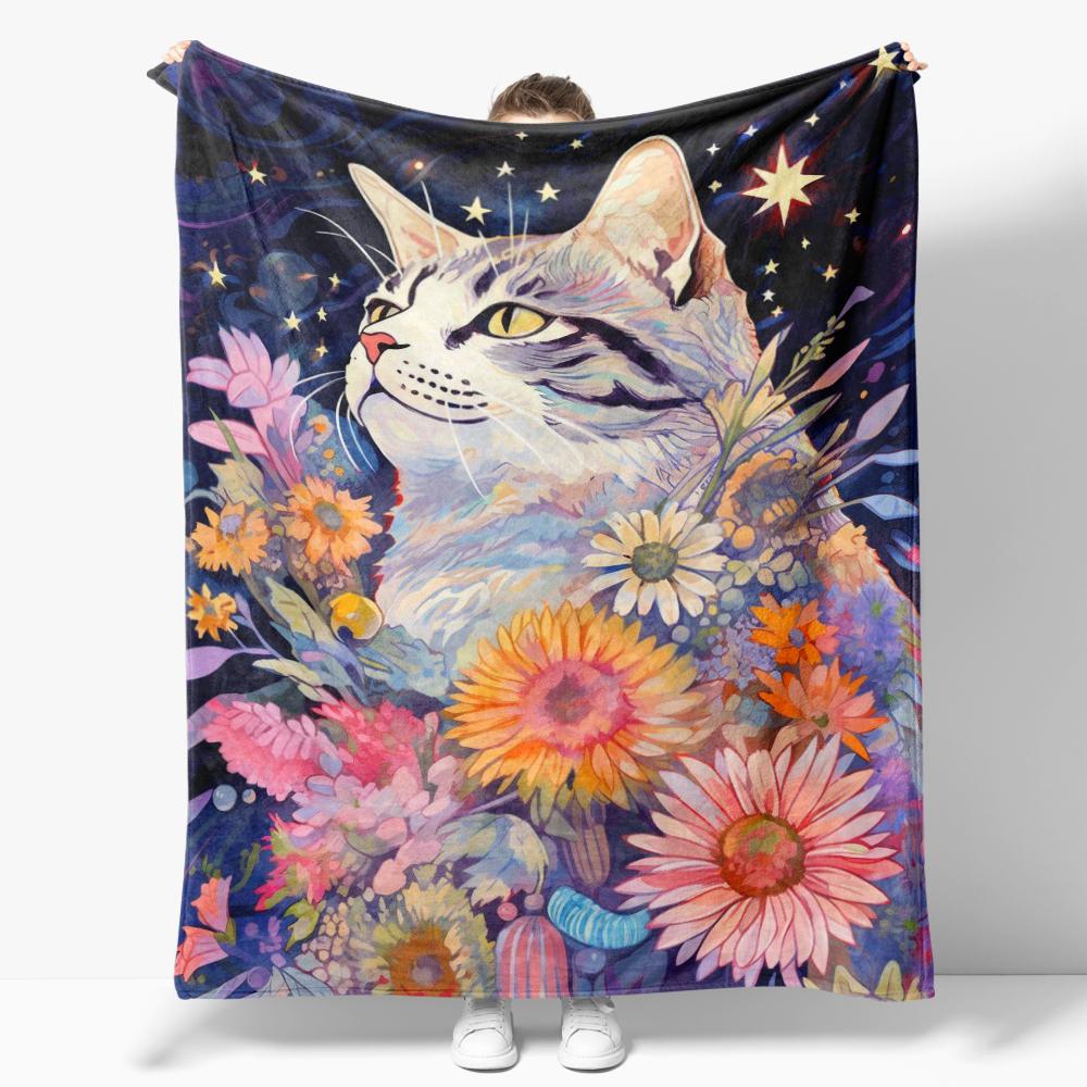 The Starry Night Throw Blanket Art Oil Painting Style Soft Cozy Blankets Soft Warm Flannel Blanket for Bed Room Home Sofa