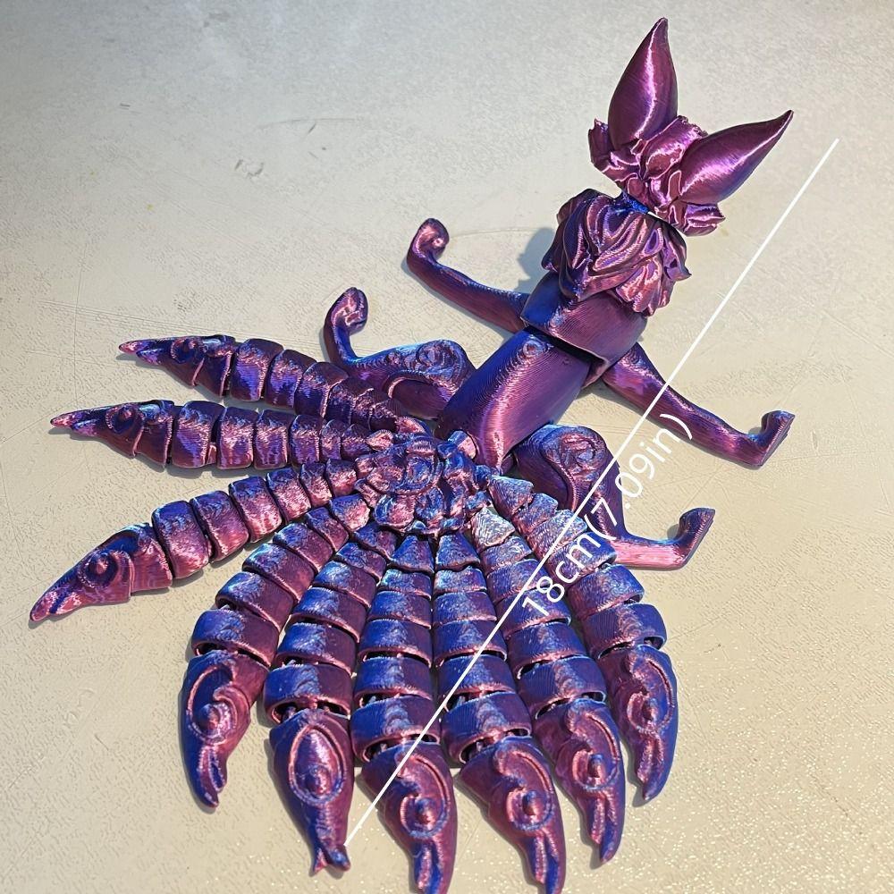 Nine-Tailed 3D Printed Model Simulation Multi-Jointed Animal Figurine Toy Ornament Movable Printed 3D Toy Kids Toy