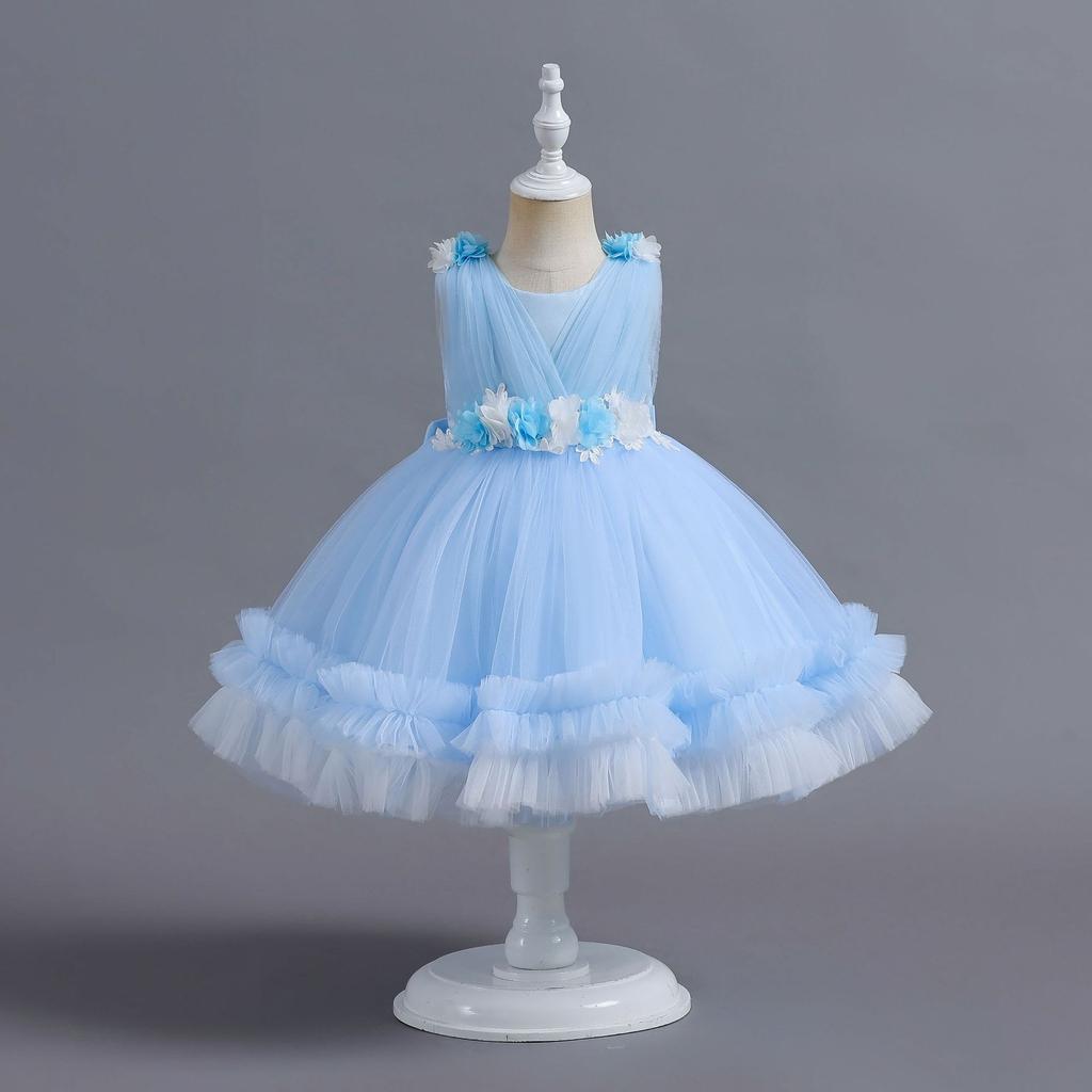 Children's Dress Fluffy Gauze Cake Dress Princess Dress Female Flower Girl One Year Old Birthday Baby Dress