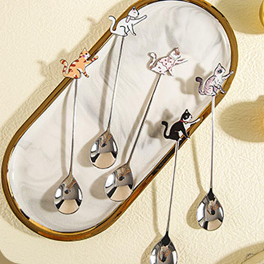 Polerowana łyżka do mieszania Kolorowa łyżeczka do deseru Urocza łyżeczka do herbaty Lody