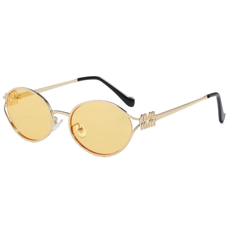 High-End 2026 European & American Women's UV Protection Oval Metal Sunglasses
