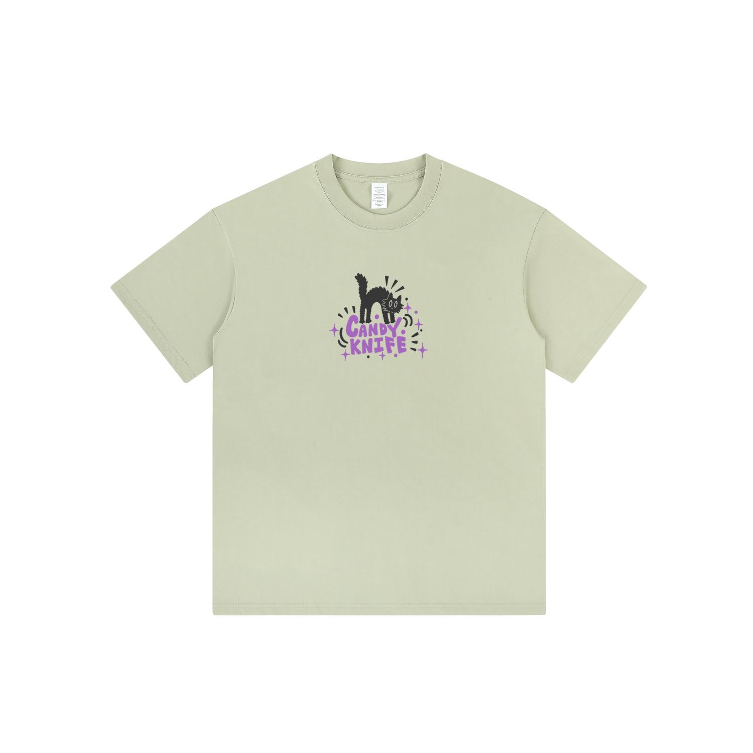 

Мужская ретро забавная хлопковая футболка с кудрявым котом – Свободный крой, Короткий рукав, Унисекс дизайн M