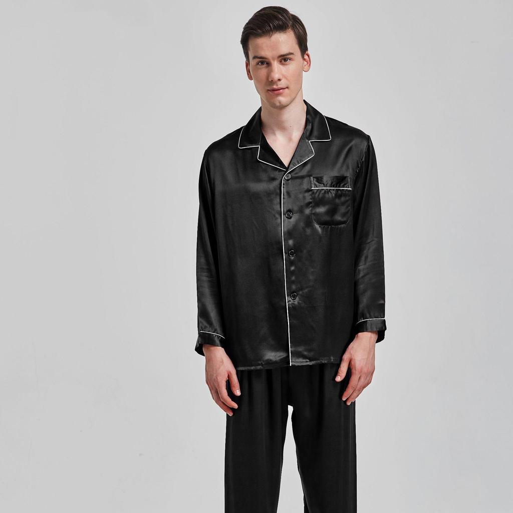 Men's Long Sleeve Silk Pajama Set - Summer Mulberry Silk Homewear 1188