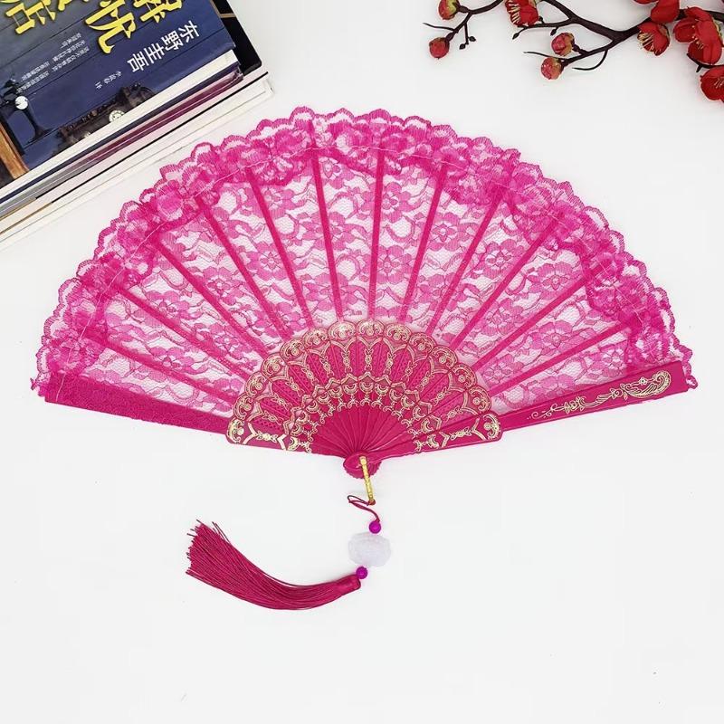 Sex underwear retro lace women's fan summer orchid fan dance performance photography photo props folding fan