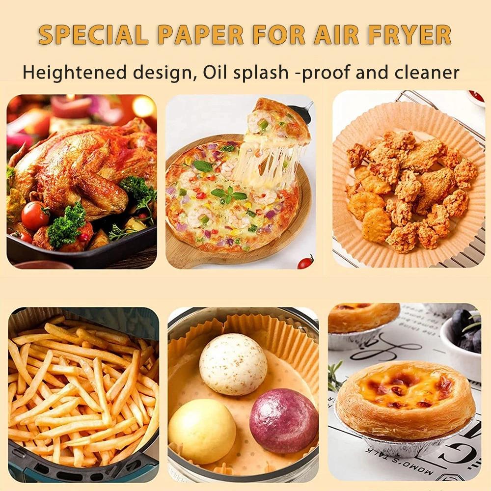 50/100/200Pcs Air Fryer Disposable Paper Non-Stick Airfryer Baking Papers Round Air-Fryer Paper Liners Paper Kitchen Accessories